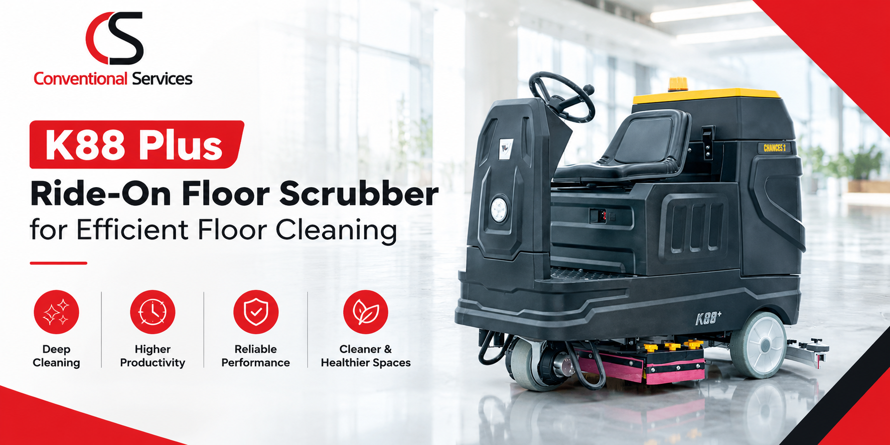 K88 Plus Ride On Floor Scrubber For Efficient Floor Cleaning